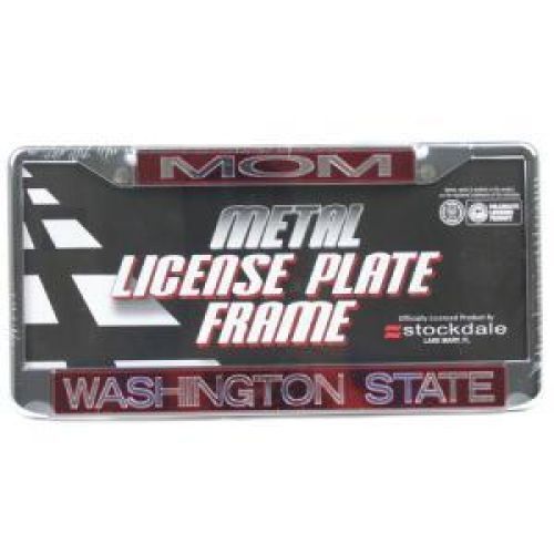 NCAA Washington State Cougars Metal "mom" Inlaid Acrylic License Plate Frame