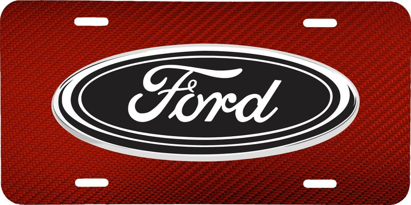 RED CARBON FIBER LOOK PRINTED FORD VEHICLE LICENSE PLATE TRUCK AUTO TAG .040 GA