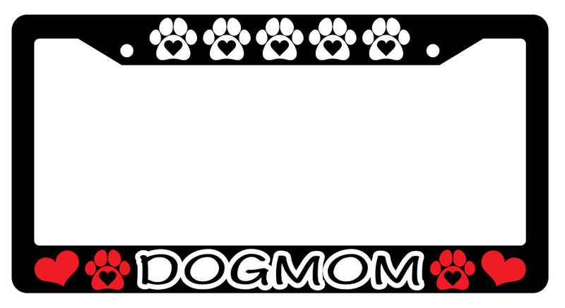 Dog Mom Heart Paws Design 2A Black Plastic License Frame  Mod-GRAPH9856236-3837