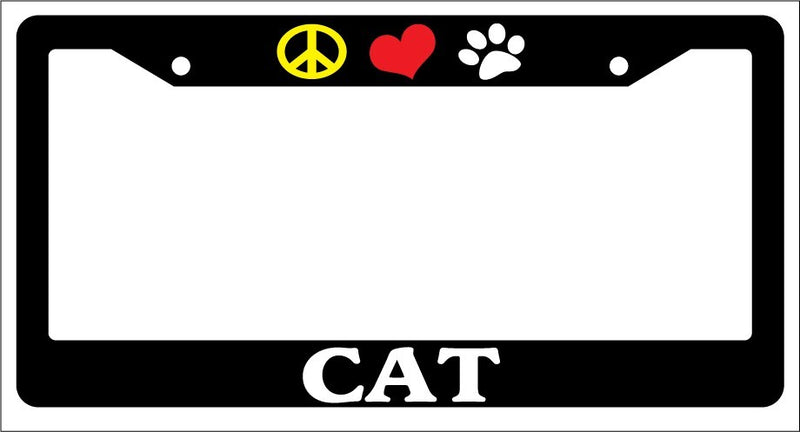 Black License Plate Frame Peace Love Paw Cat Auto Accessory Novelty -324  Mod-GRAPH9856236-1097
