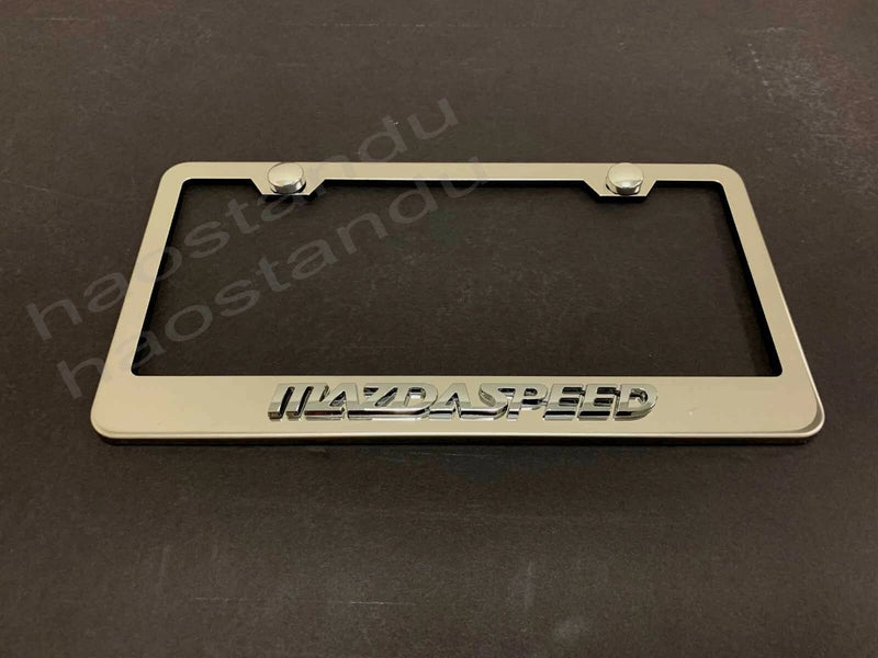 1x MAZDA SPEED 3D Emblem STAINLESS STEEL License Plate Frame RUST FREE + Screw Cap