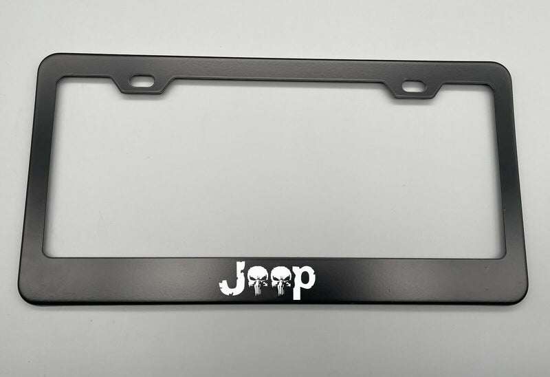 Black Holder for License Plate License Plate Holder Laser Engraved For Punisher Black Stainless Steel License Plate Frame For Jeep