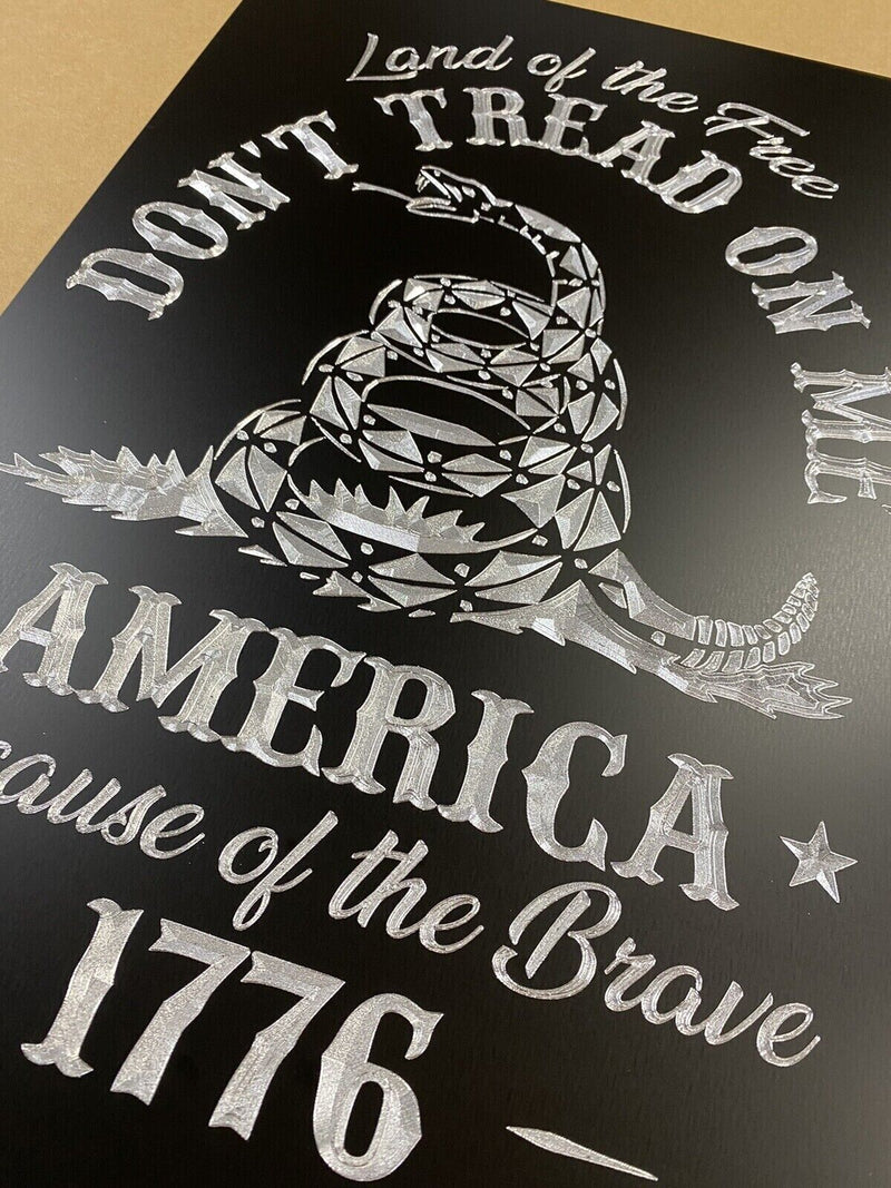 Engraved Don’t Tread On Me 1776 12x18 Diamond Etched Metal Garage Man Cave Sign