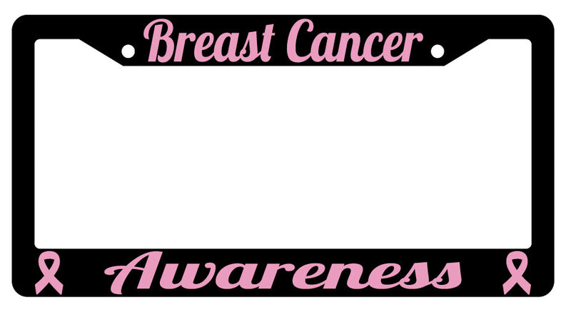 Breast Cancer Awareness (Design 2a) Black Plastic License Plate Frame  Mod-GRAPH9856236-3695