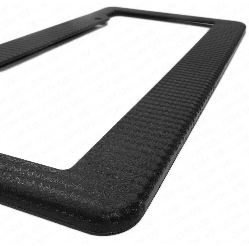 Carbon Fiber Style License Plate Frames Cover Front & Rear 2pc Set Sport Car SUV
