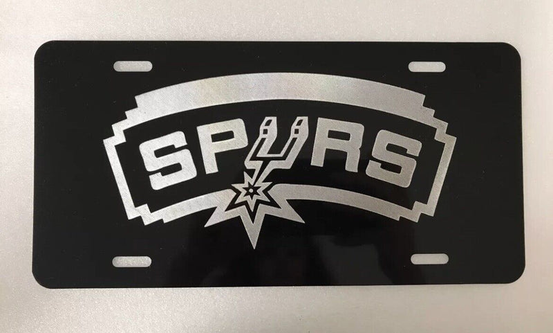 San Antonio Spurs Logo Car Tag Diamond Etched on Aluminum License Plate