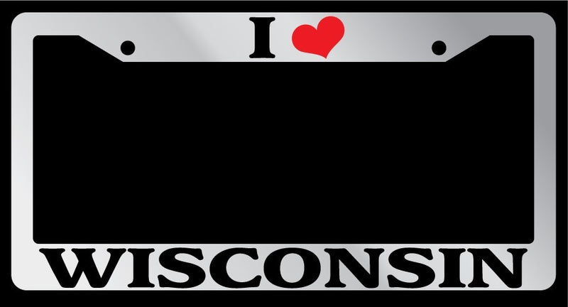 Chrome License Plate Frame "I Heart Wisconsin" Auto Accessory Novelty  Mod-GRAPH9856236-6210