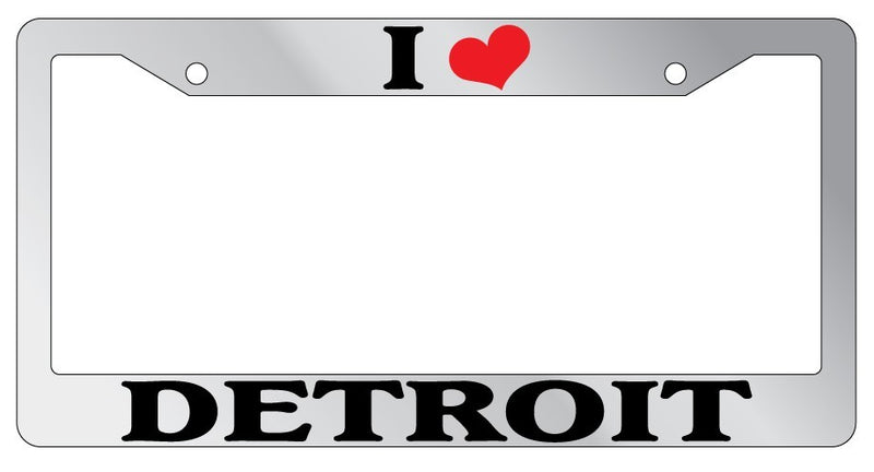 Chrome METAL License Plate Frame I HEART DETROIT Auto Accessory 1213  Mod-GRAPH9856236-7771