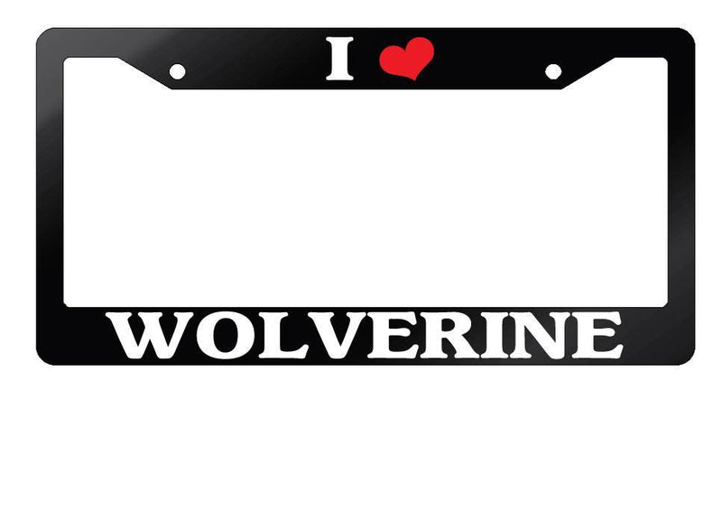 Glossy Black License Plate Frame I HEART WOLVERINE Auto Accessory 1662  Mod-GRAPH9856236-7570