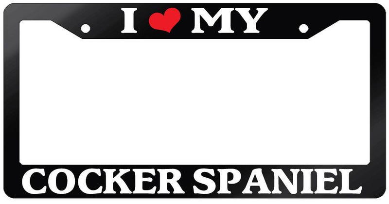 Glossy Black License Plate Frame I HEART MY COCKER SPANIEL Auto Accessory 350  Mod-GRAPH9856236-7515
