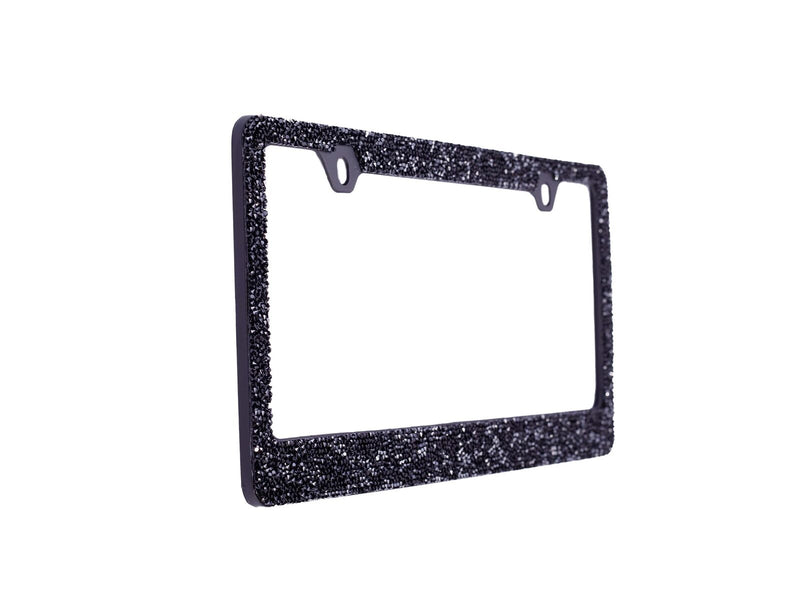 Rocking Bling Crystal Diamond Rhinestone License Plate Frame Black
