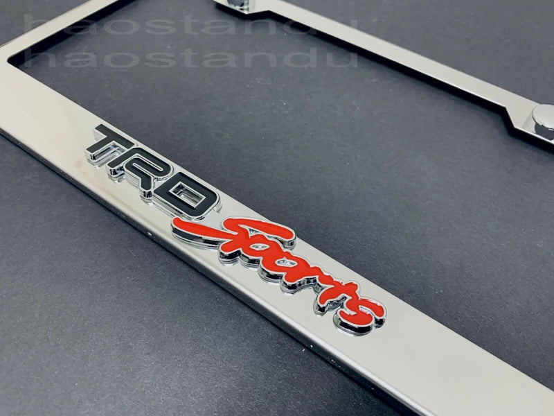 1x // TRD SPORT 3D Emblem STAINLESS STEEL License Plate Frame RUST FREE +Screw Cap