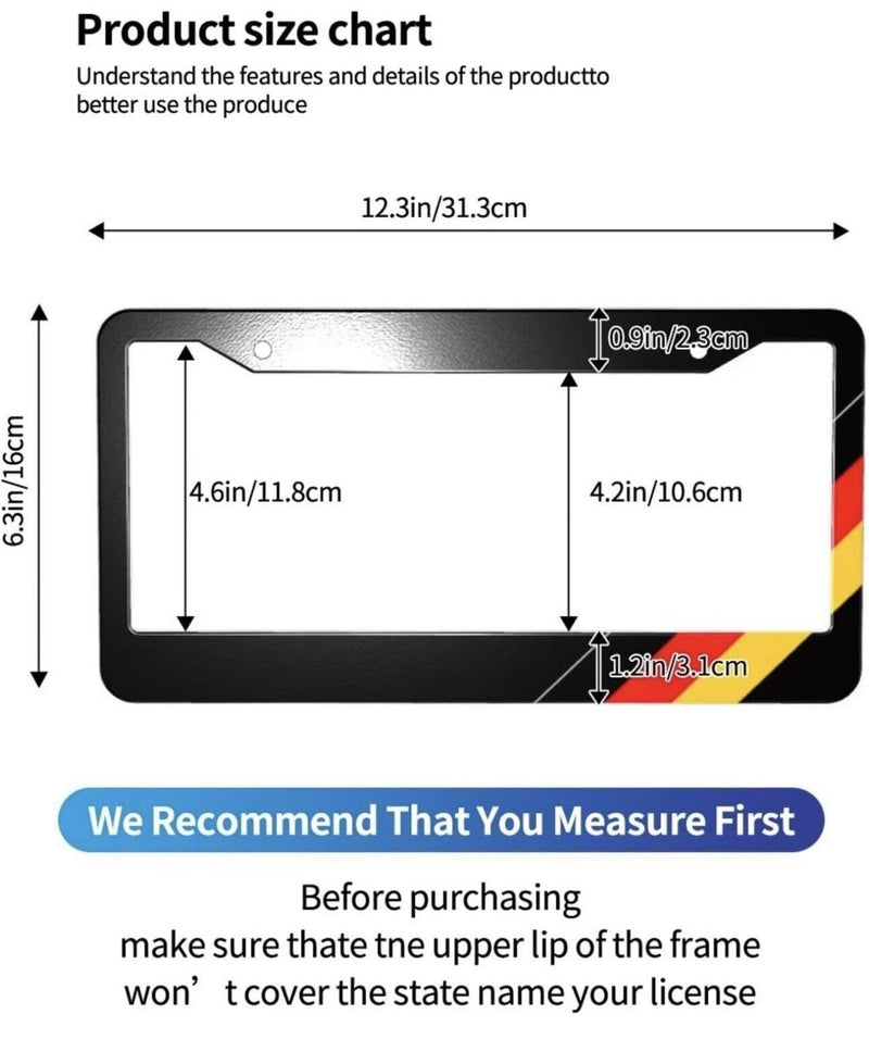 German Flag License Plate Frame Two Sides