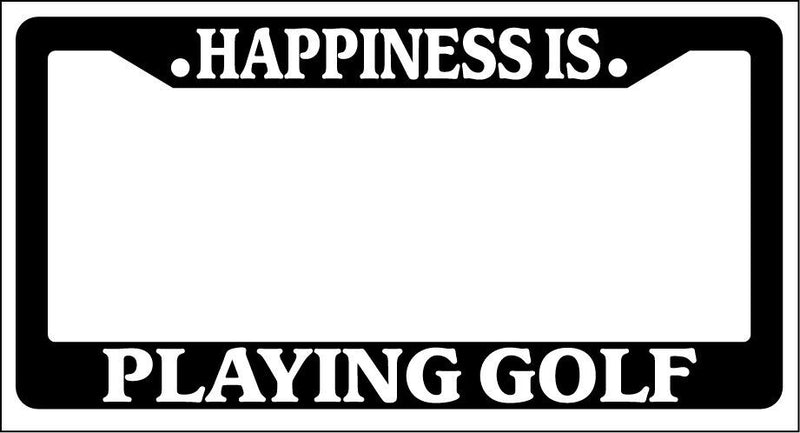 Black License Plate Frame Happiness Is... Playing Golf Auto Accessory Novelty  Mod-GRAPH9856236-815