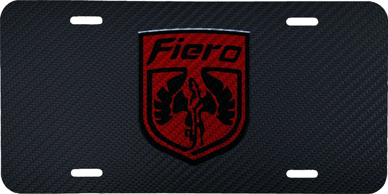 PONTIAC FIERO LOGO CARBON FIBER LOOK VEHICLE LICENSE PLATE AUTO CAR FRONT TAG