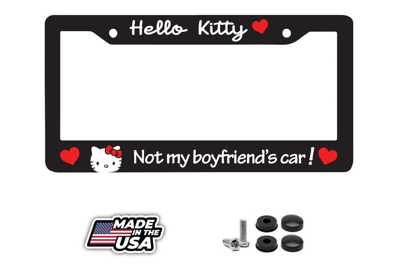 Not My Boyfriends Car for Hello Kitty Black Car License Plate Frame NEW