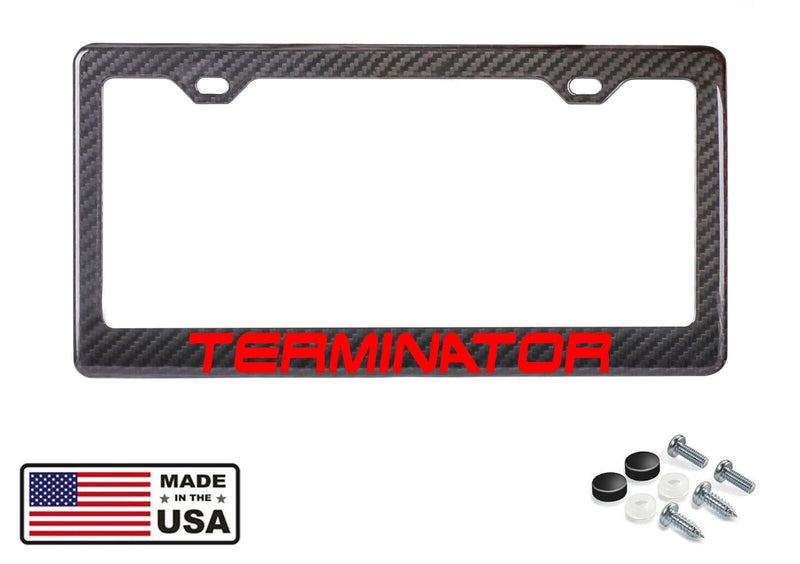 TERMINATOR COBRA SVT License Plate Frame Premium Carbon Fiber (Red)