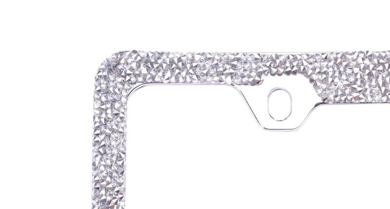 Rocking Bling Crystal Diamond Rhinestone License Plate Frame Clear / Silver
