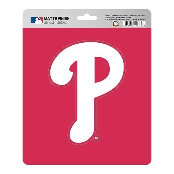 MLB Philadelphia Phillies Decal Matte 5"X6.25" Auto Boat Cooler Luggage