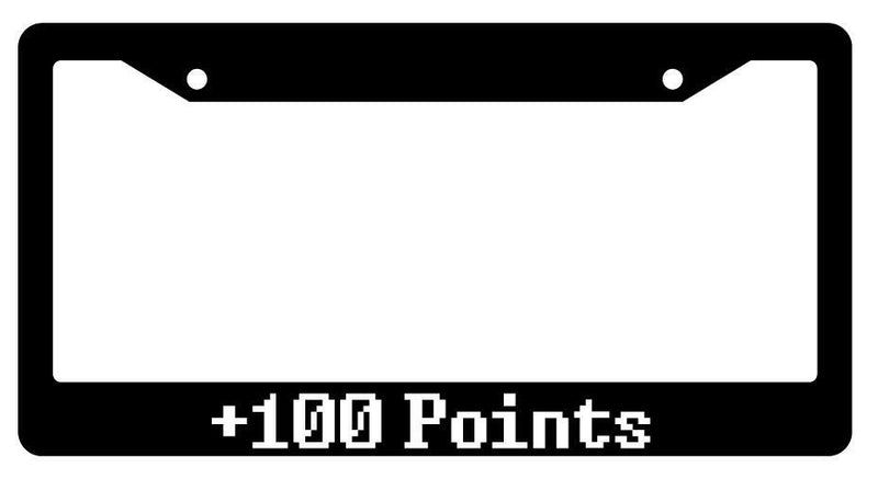 "+100 Points" Black Plastic License Plate Frame Auto Accessory  Mod-GRAPH9856236-97
