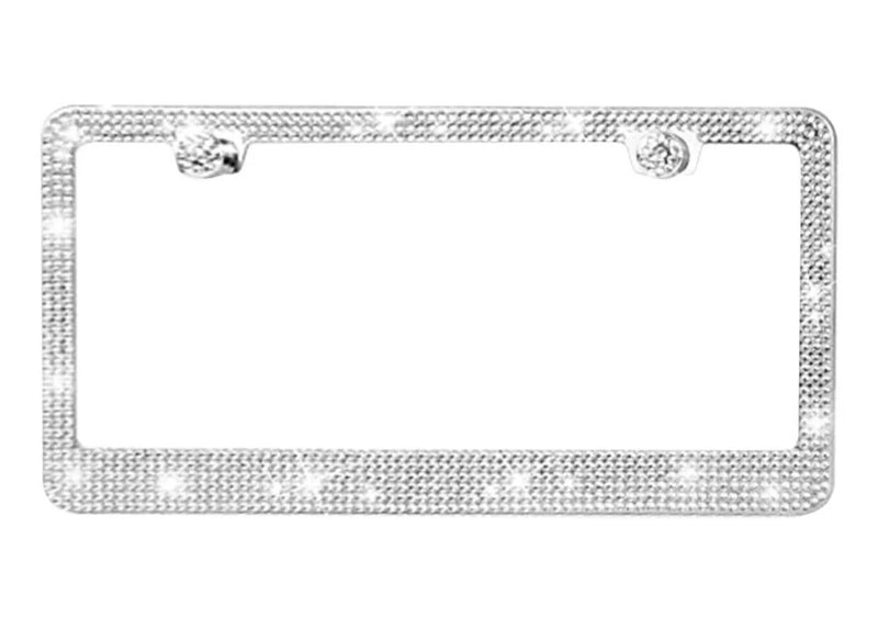 Rhinestone Unbreakable License Plate Frames Crystal Glitter Label Car BD