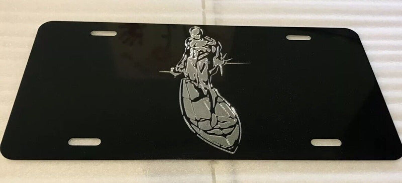 SILVER SURFER LOGO Car Tag Diamond Etched on Aluminum License Plate