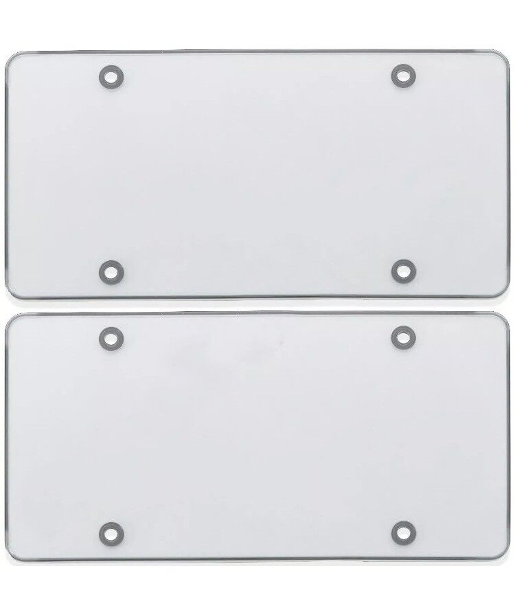 2 CLEAR FLAT LICENSE PLATE COVER BUG SHIELD PLASTIC PROTECTOR FOR CAR /AUTO TAG