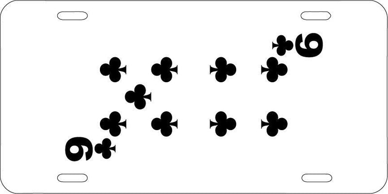 Nine Of Clubs White Vanity License Plate Mod-GRAPH9856236-7657
