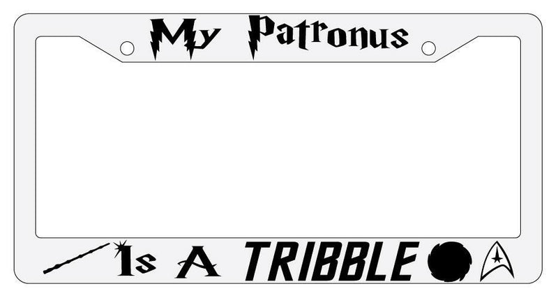 My Patronus is A Tribble White Plastic License Plate Frame Auto Accessory  Mod-GRAPH9856236-3523