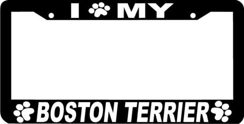 BOSTON TERRIER PAW PRINT DOG License Plate Frame