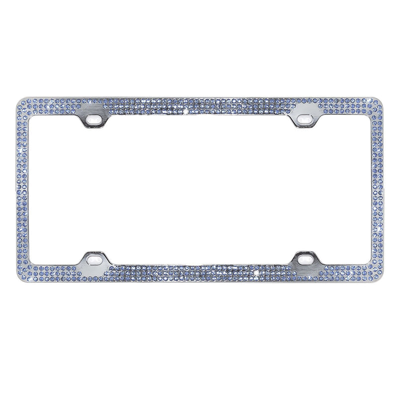 Embedded BLUE Crystal BLING Rhinestone License Plate Frame w/ Swarovski Elements