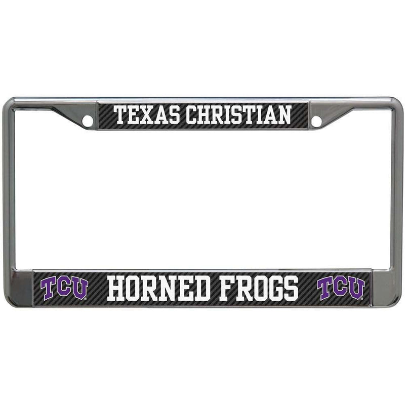 NCAA TCU Horned Frogs Metal License Plate Frame - Carbon Fiber