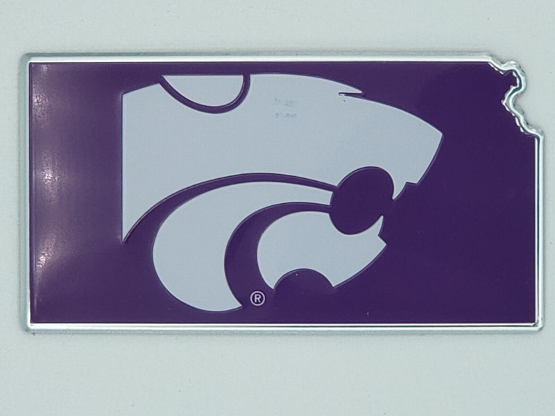 NCAA Kansas State Wildcats Color State Shaped Auto Emblem