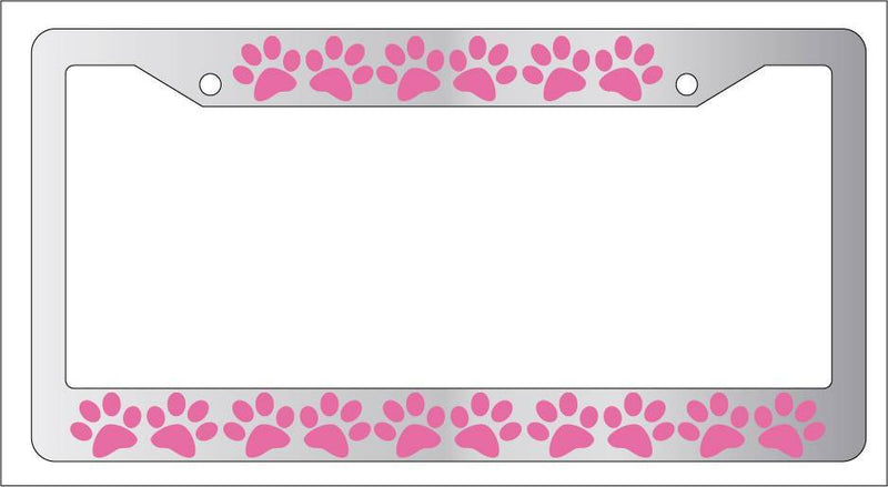 Chrome License Plate Frame PUPPY FEET (PINK) Auto Accessory  Mod-GRAPH9856236-5224