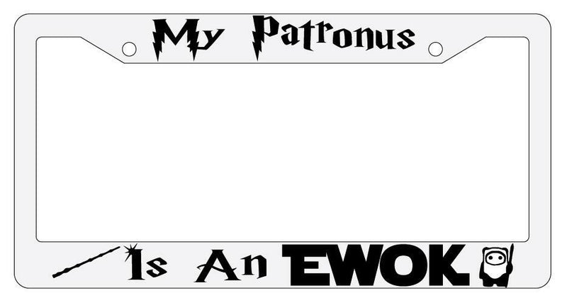 My Patronus is A Ewok White Plastic License Plate Frame Auto Accessory  Mod-GRAPH9856236-3552