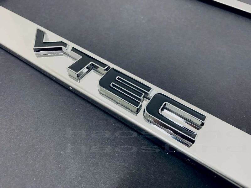 1x VTEC 3D Emblem STAINLESS STEEL License Plate Frame RUST FREE + Screw Cap (BLK)