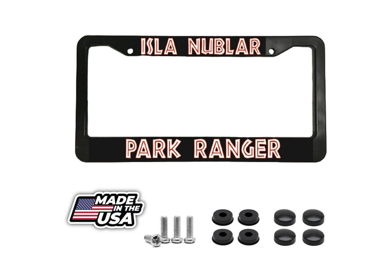 Black Metal Jurassic Park Fans! for ISLA Nublar Park Ranger License Plate Frame