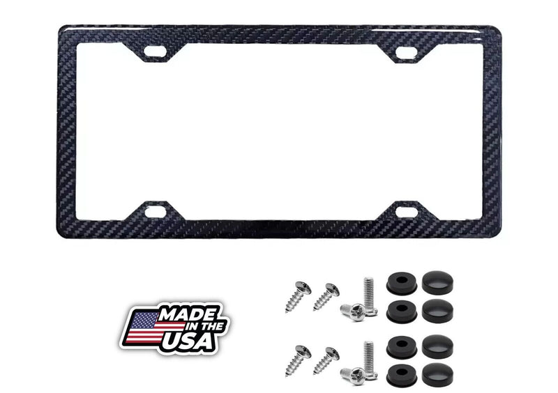 SLIIM 100% REAL CARBON FIBER CAR LICENSE PLATE FRAME 4 HOLES