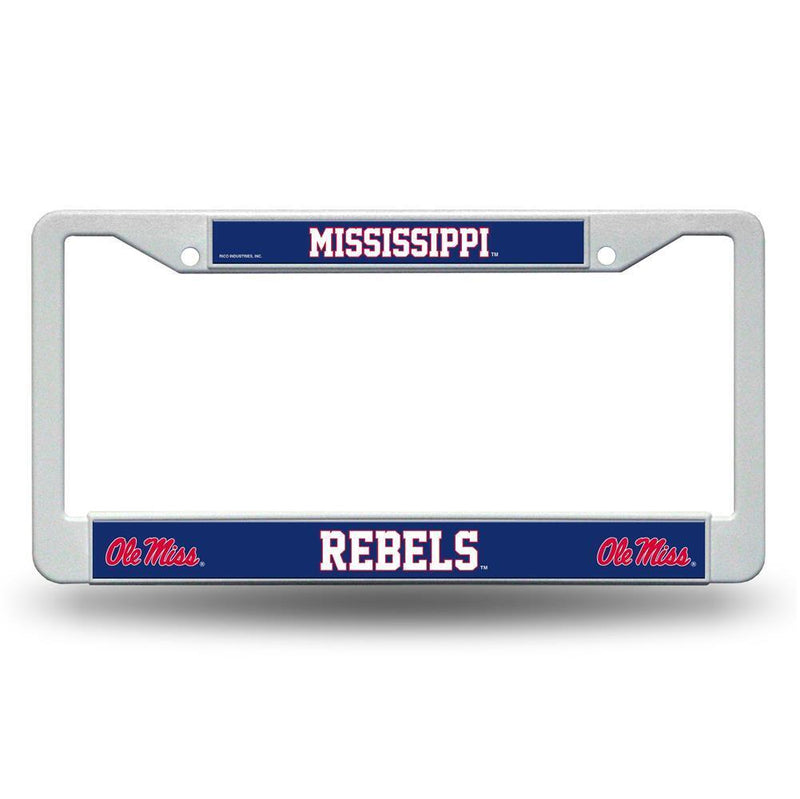 Mississippi Ole Miss Rebels White Plastic License Plate Frame