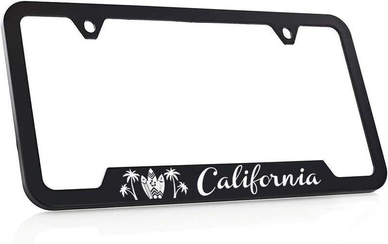 CALIFORNIA Universal Black Stainless Steel License Plate Frame - Surf Boards
