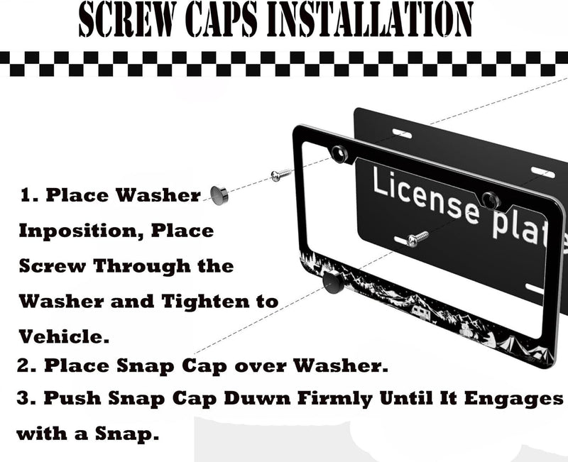 Camping License Plate Frame Mountains - Adventure Metal License Plate Frame