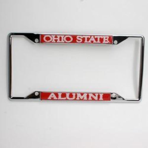 NCAA Ohio State Buckeyes Alumni Metal License Plate Frame W/domed Insert - Red Backgr