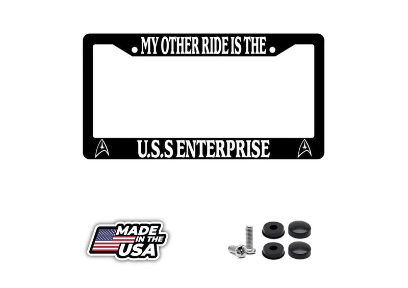 Black License Plate Frame My Other Ride Is The U.S.S. Enterprise Auto ST