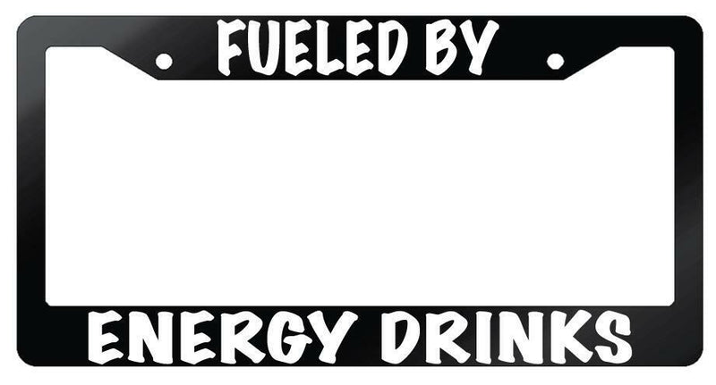 Fueled By Energy Drinks Glossy Black Plastic License Plate Frame  Mod-GRAPH9856236-7181