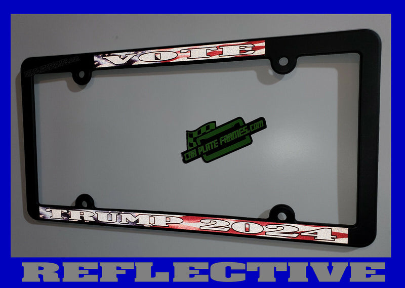 THIN FRAME REFLECTIVE VOTE TRUMP 2024 License Plate Frame