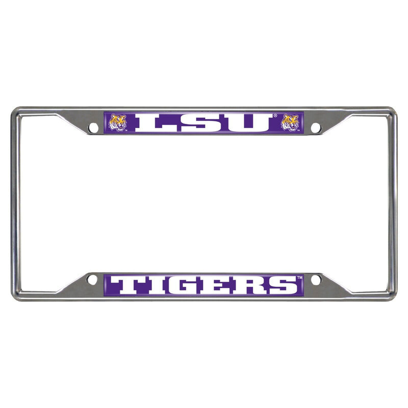 Fanmats NCAA LSU Tigers Chrome Metal License Plate Frame