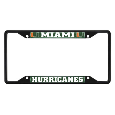 Fanmats NCAA Miami Hurricanes Black Metal License Plate Frame