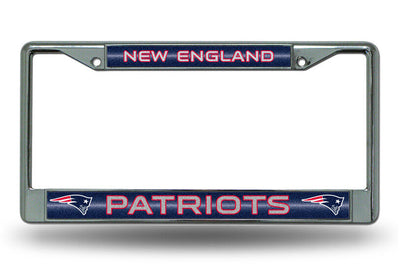 New England Patriots BLING Metal Chrome License Plate Frame Auto Truck Car NWT