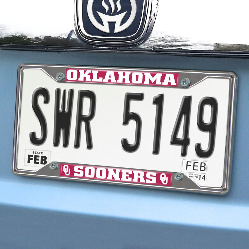 Fanmats NCAA Oklahoma Sooners Chrome Metal License Plate Frame