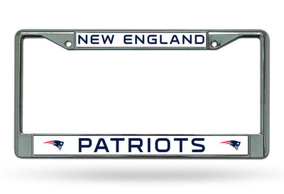 New England Patriots WHITE Metal Chrome License Plate Frame Auto Truck Car NWT